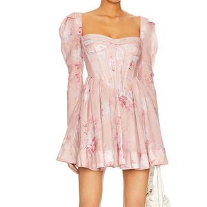 Bardot Evermore Corset Soft Pink Floral Mini Dress Bardot Size 10